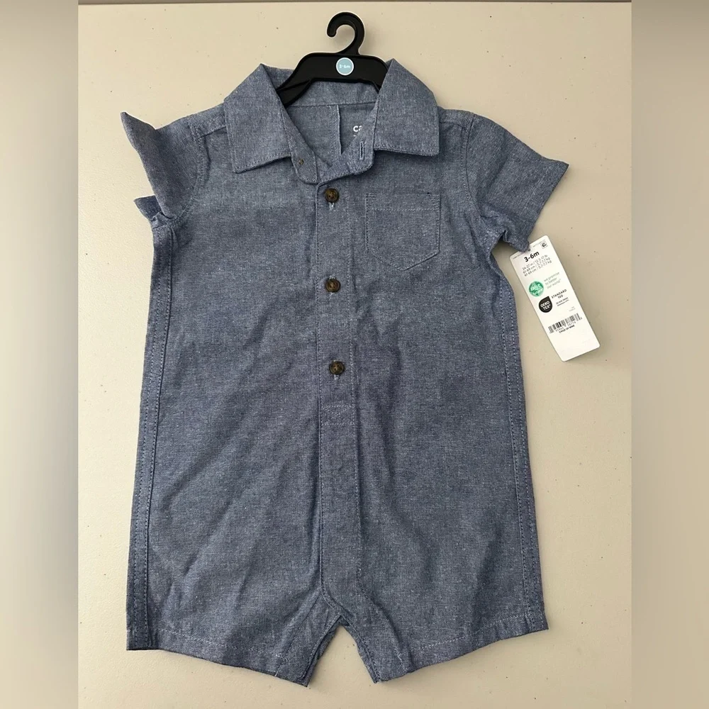 Carters Chambray Baby Boy Polo Romper